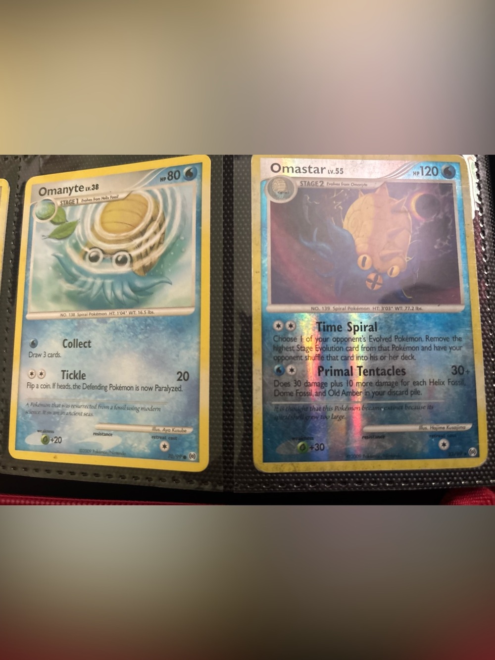Pokemon Omastar & Water-Type Holo Cards Yellow Border Blue Aqua
